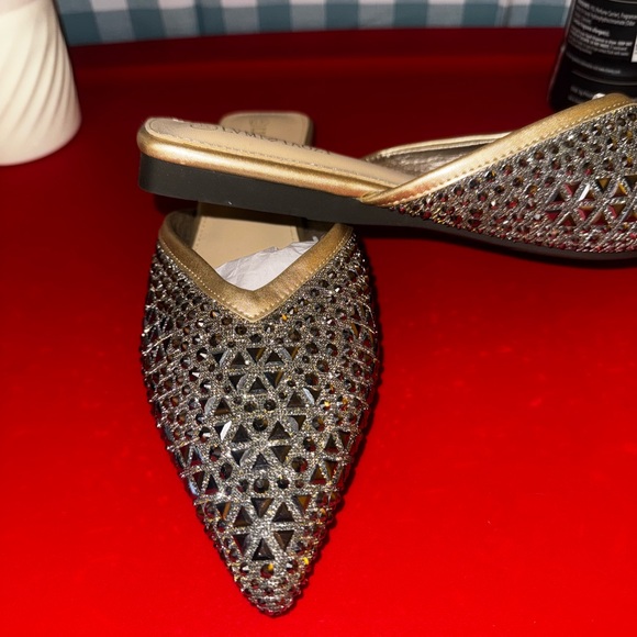 Women's Gold and Silver Embellished Mules - Picture 2 of 6